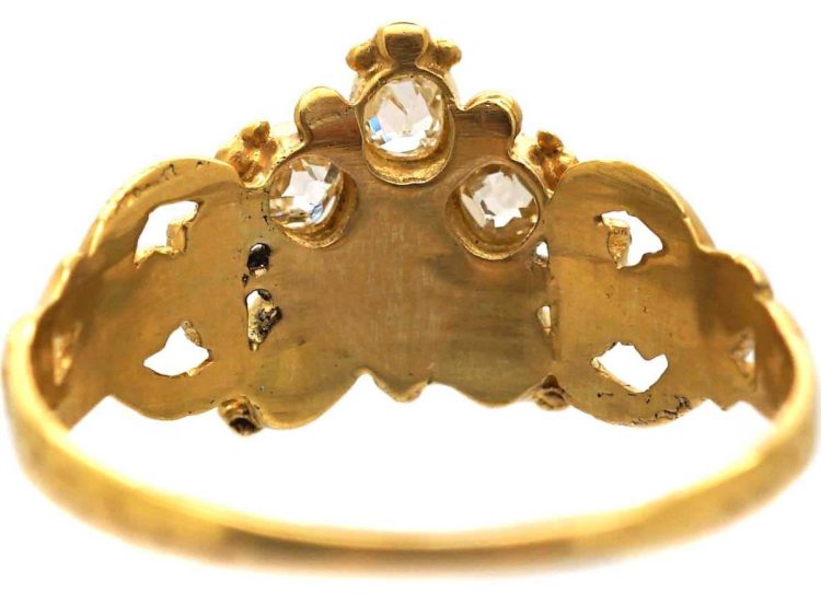 Georgian 15ct Gold Flower Cluster Ring set with Emeralds, Diamonds & a Ruby