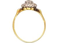 Edwardian 18ct Gold Diamond Cluster Ring with Diamond set Shoulders