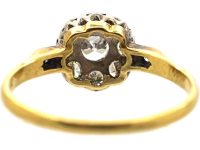 Edwardian 18ct Gold Diamond Cluster Ring with Diamond set Shoulders