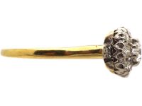 Edwardian 18ct Gold Diamond Cluster Ring with Diamond set Shoulders