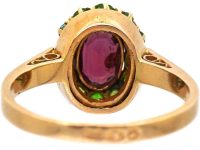 Mid 20th Century 14ct Gold Cluster Ring set with a Garnet Surrounded by Green Garnets