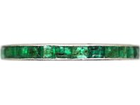 Art Deco Platinum Eternity Ring set with Emeralds