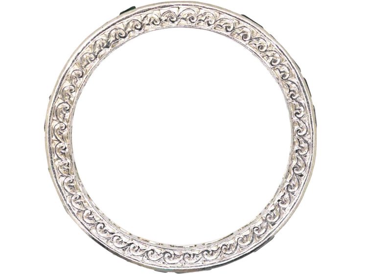 Art Deco Platinum Eternity Ring set with Emeralds
