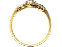 Art Deco 18ct Gold & Platinum Geometric Ring set with Sapphires, Diamonds & Rose Diamonds