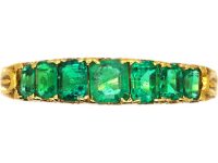 Victorian 18ct Gold Seven Stone Graduated Emerald Ring