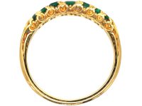 Victorian 18ct Gold Seven Stone Graduated Emerald Ring
