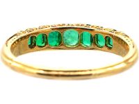 Victorian 18ct Gold Seven Stone Graduated Emerald Ring