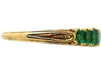 Victorian 18ct Gold Seven Stone Graduated Emerald Ring