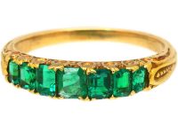 Victorian 18ct Gold Seven Stone Graduated Emerald Ring