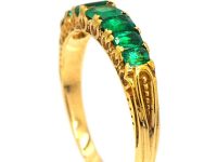 Victorian 18ct Gold Seven Stone Graduated Emerald Ring