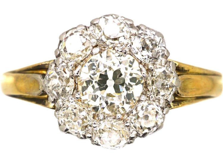 Victorian 18ct Gold Diamond Cluster Ring