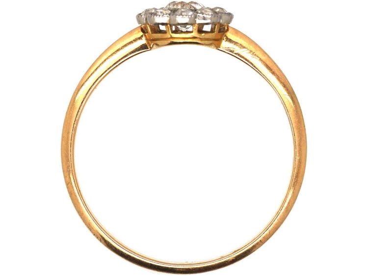 Edwardian 18ct Gold & Platinum Small Daisy Cluster Ring