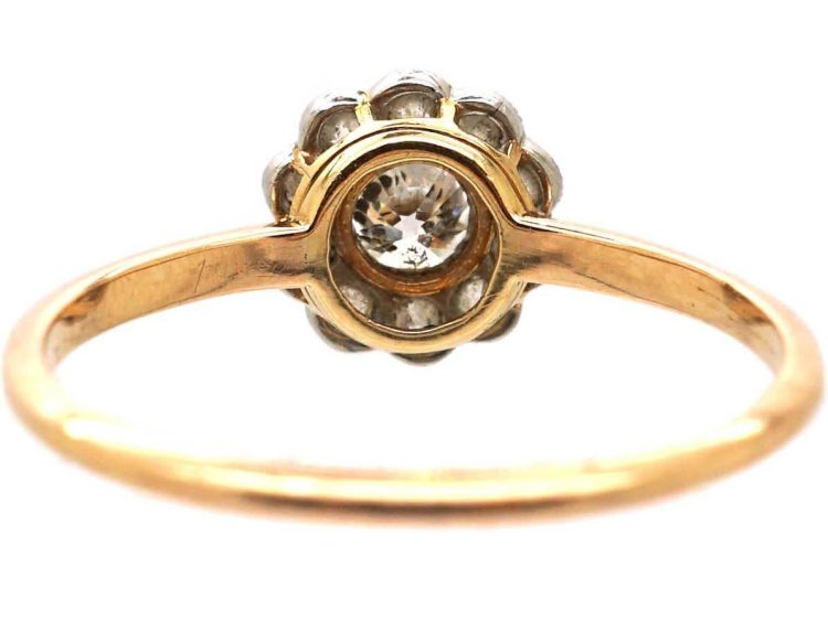 Edwardian 18ct Gold & Platinum Small Daisy Cluster Ring