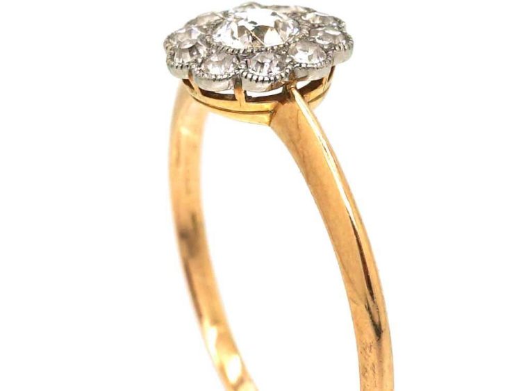 Edwardian 18ct Gold & Platinum Small Daisy Cluster Ring