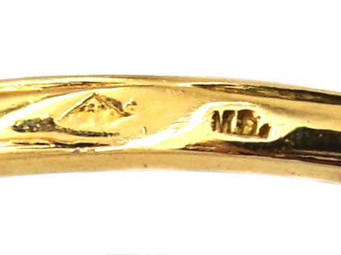 Early 20th Century French 18ct Gold & Platinum Two Stone Diamond Crossover Ring