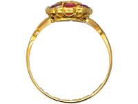 Edwardian 18ct Gold, Ruby & Diamond Cluster Ring