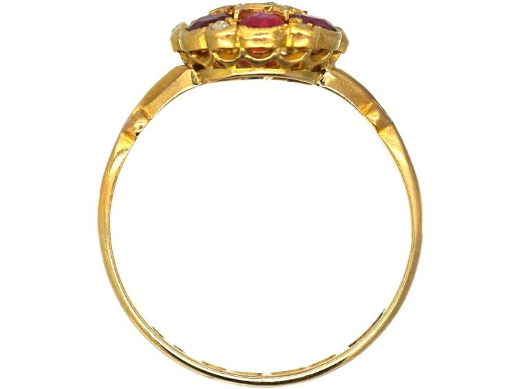 Edwardian 18ct Gold, Ruby & Diamond Cluster Ring