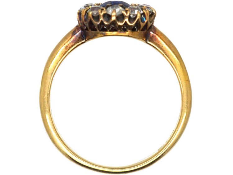 Edwardian 18ct Gold Sapphire & Diamond Cluster Ring