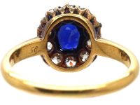 Edwardian 18ct Gold Sapphire & Diamond Cluster Ring