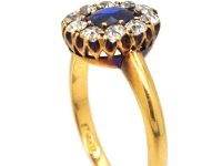 Edwardian 18ct Gold Sapphire & Diamond Cluster Ring
