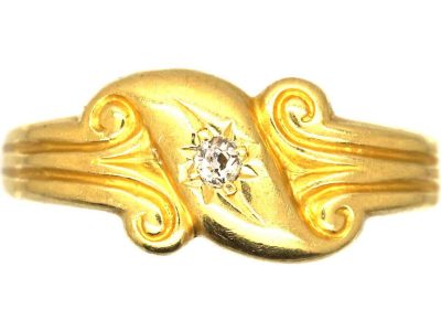 Victorian 18ct Gold Crossover Ring set with a Diamond