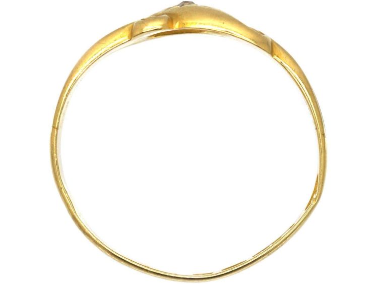 Victorian 18ct Gold Crossover Ring set with a Diamond