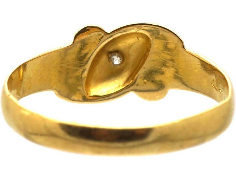 Victorian 18ct Gold Crossover Ring set with a Diamond
