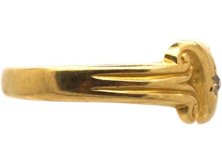 Victorian 18ct Gold Crossover Ring set with a Diamond
