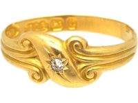 Victorian 18ct Gold Crossover Ring set with a Diamond