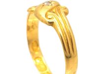 Victorian 18ct Gold Crossover Ring set with a Diamond