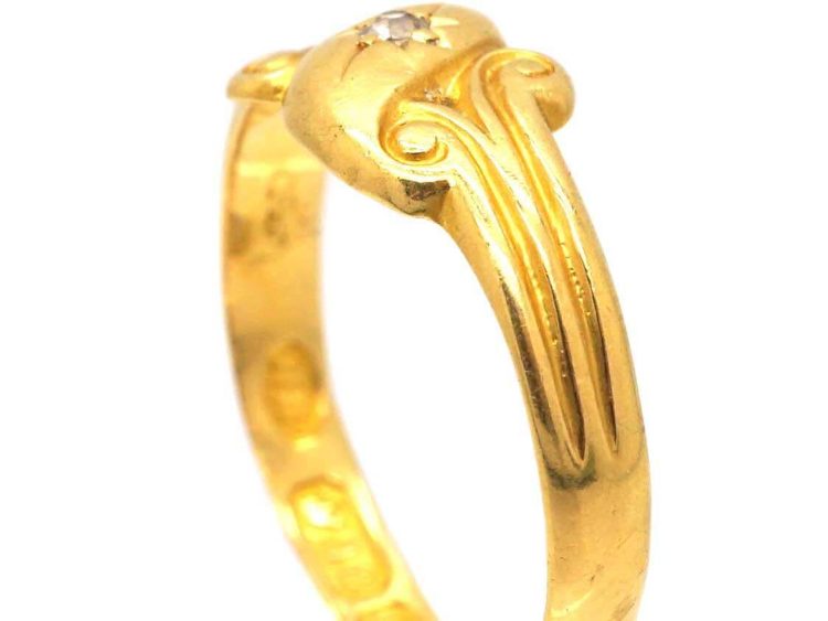 Victorian 18ct Gold Crossover Ring set with a Diamond