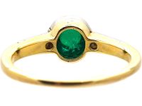 Art Deco 18ct Gold & Platinum, Cabochon Emerald & Diamond Ring