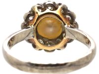 Early 20th Century 18ct White Gold, Natural Pearl & Diamond Cluster Ring