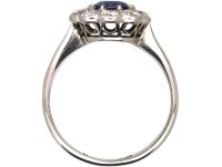 Early 20th Century Platinum, Sapphire & Diamond Oval Cluster Ring