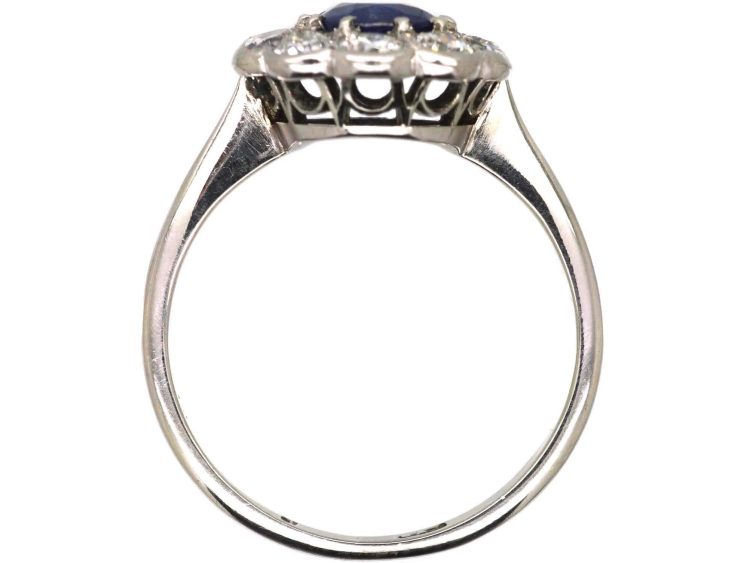 Early 20th Century Platinum, Sapphire & Diamond Oval Cluster Ring
