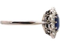Early 20th Century Platinum, Sapphire & Diamond Oval Cluster Ring