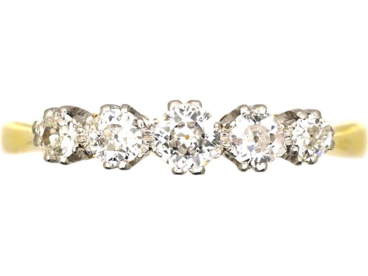 Early 20th Century 18ct Gold & Platinum, Five Stone Diamond Ring