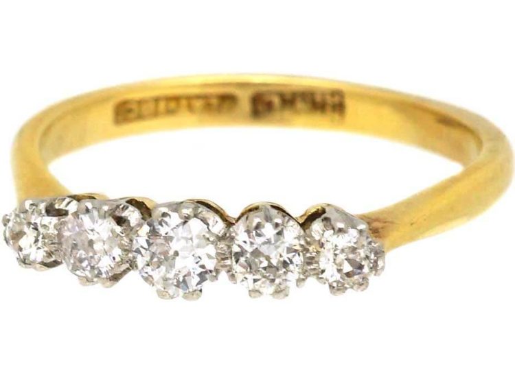 Early 20th Century 18ct Gold & Platinum, Five Stone Diamond Ring