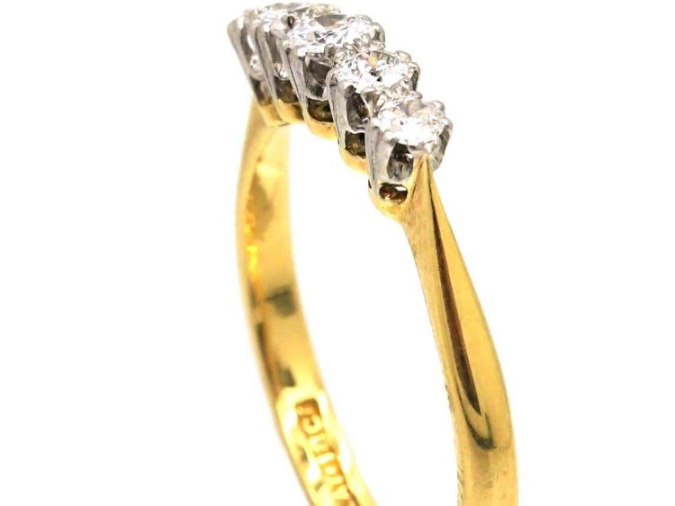 Early 20th Century 18ct Gold & Platinum, Five Stone Diamond Ring