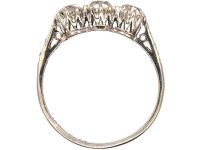 Early 20th Century 18ct White Gold & Platinum, Three Stone Diamond Ring with Diamond set Shoulders