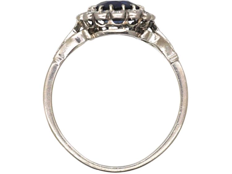 Early 20th Century 18ct White Gold Sapphire & Diamond Cluster Ring