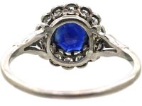 Early 20th Century 18ct White Gold Sapphire & Diamond Cluster Ring