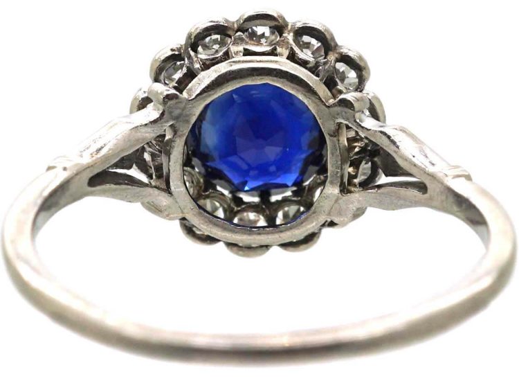 Early 20th Century 18ct White Gold Sapphire & Diamond Cluster Ring