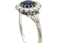 Early 20th Century 18ct White Gold Sapphire & Diamond Cluster Ring