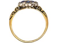 Edwardian 18ct Gold Sapphire & Diamond Flower Cluster Ring