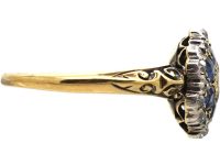 Edwardian 18ct Gold Sapphire & Diamond Flower Cluster Ring