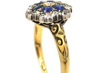 Edwardian 18ct Gold Sapphire & Diamond Flower Cluster Ring