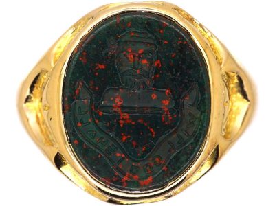 Victorian 15ct Gold Signet Ring with Bloodstone Intaglio of a Man’s Head