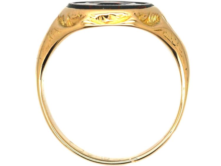 Victorian 15ct Gold Signet Ring with Bloodstone Intaglio of a Man's Head