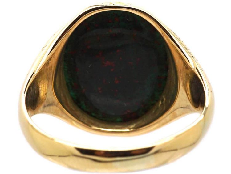 Victorian 15ct Gold Signet Ring with Bloodstone Intaglio of a Man's Head